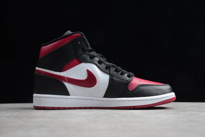 Nike Air Jordan 1 Mid Bred Toe Sneakers