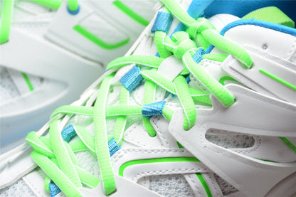 Women's White & Green Track Lifestyle Sneakers