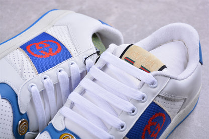 Gucci Screener White & Blue Leather Sneakers