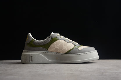 Gucci GG Supreme Canvas Platform Sneakers Grey Green