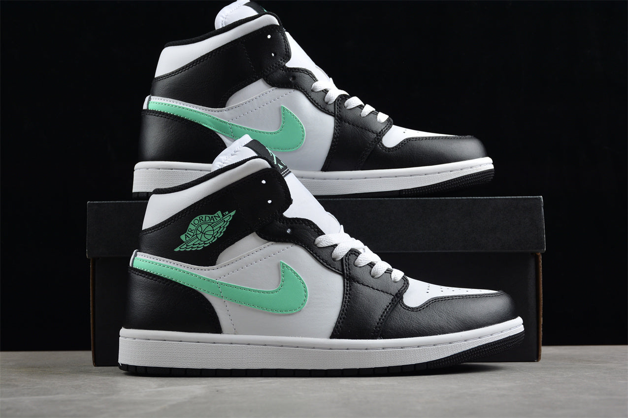 Nike Air Jordan 1 Mid "Green Glow White Black"