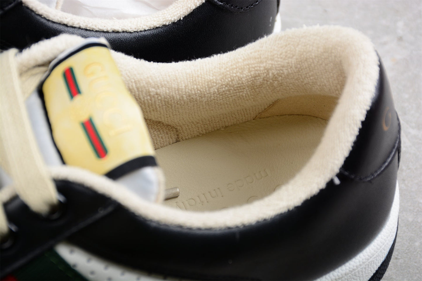 Gucci Women's Screener Black White Leather Sneakers