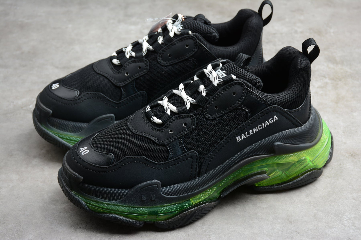 Balenciaga Women’s Triple S Black Green Clear Sole Sneakers