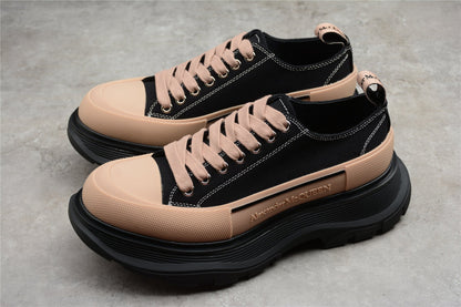 Alexander McQueen Tread Slick Black Tan Canvas Sneakers