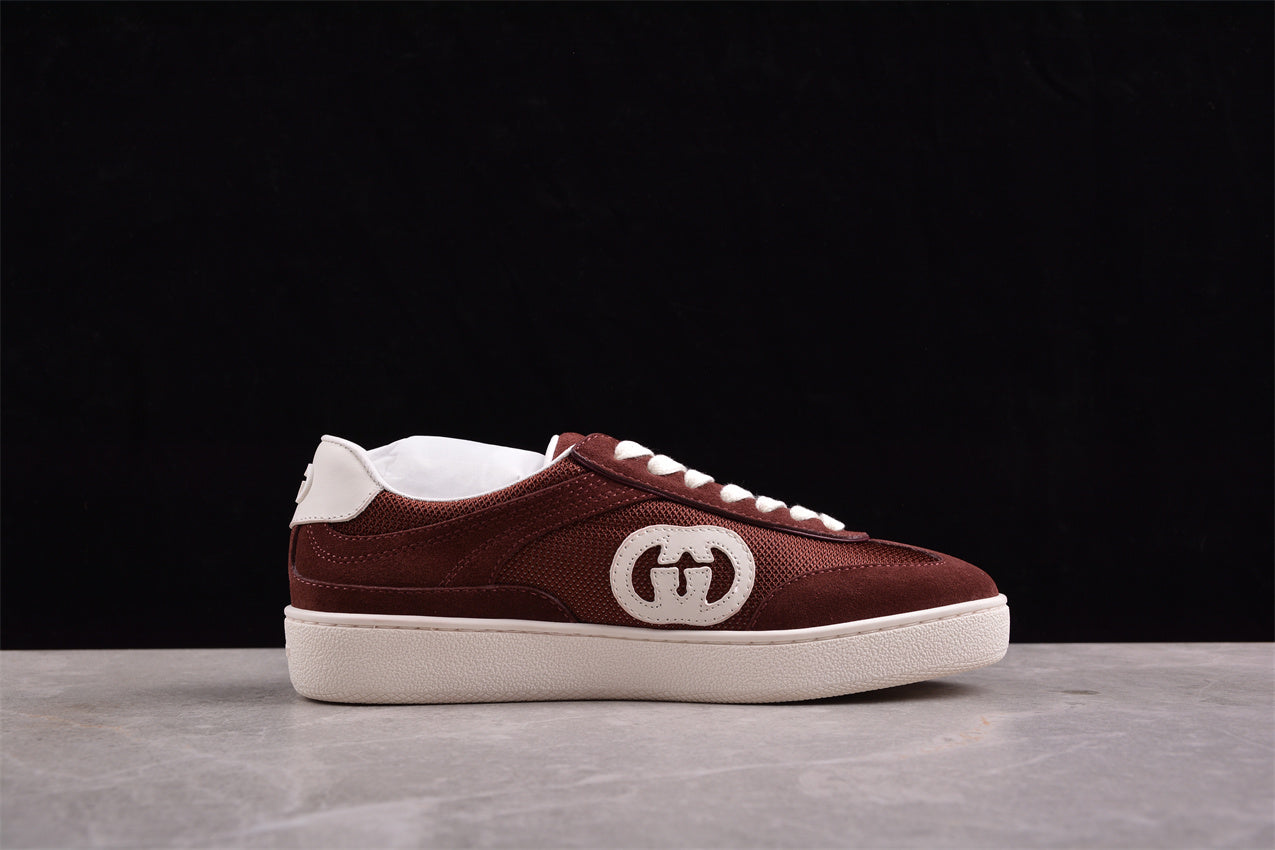 Gucci Interlocking G Brown Suede Low Top Sneakers