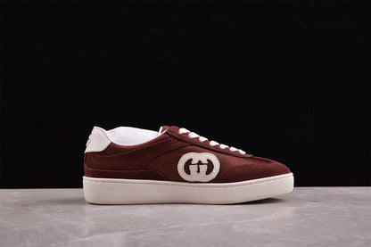 Gucci Interlocking G Brown Suede Low Top Sneakers