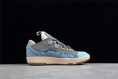 Lanvin Curb Grey Blue Leather Sneakers