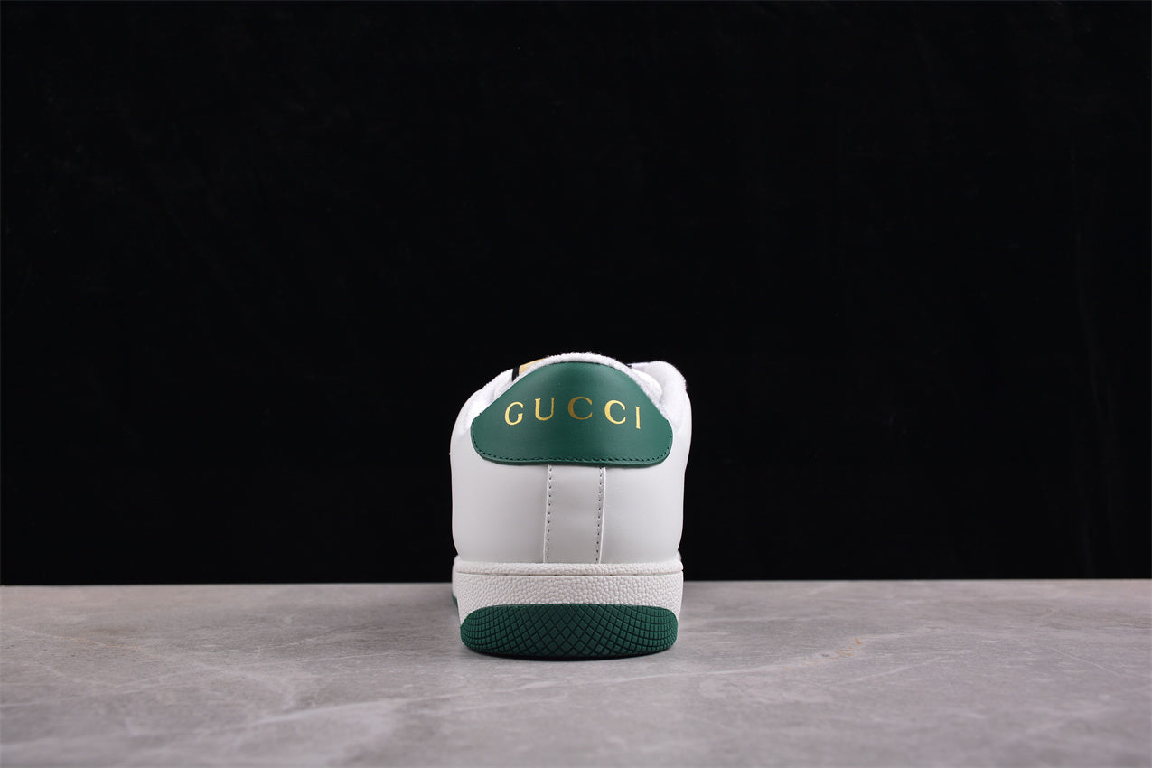 Gucci Screener White & Green Leather Sneakers