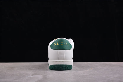 Gucci Screener White & Green Leather Sneakers