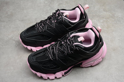 Women's Black & Pink Track Lifestyle Sneakers