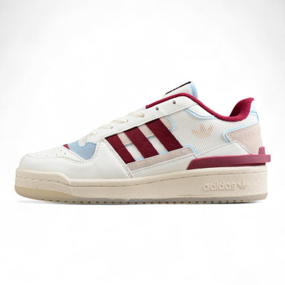 Adidas Forum Exhibit Low Off-White Burgundy Sneakers