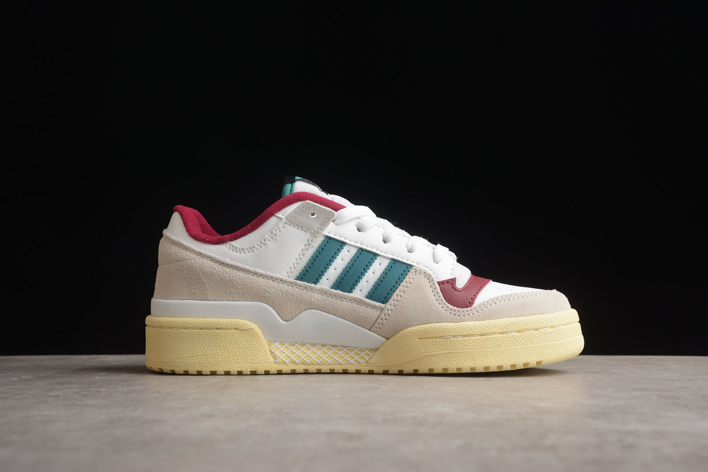 adidas Forum Low in White/Teal/Burgundy