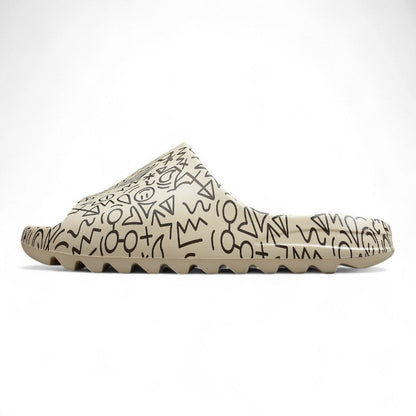 Adidas Yeezy Slide Bone White Black Graffiti Sandals