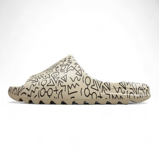 Adidas Yeezy Slide Bone White Black Graffiti Sandals