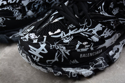 Balenciaga Track Graffiti Black White Sneakers