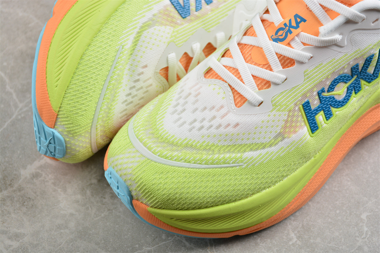 Hoka One One Rocket X 2 in Neon Green/Orange/Blue