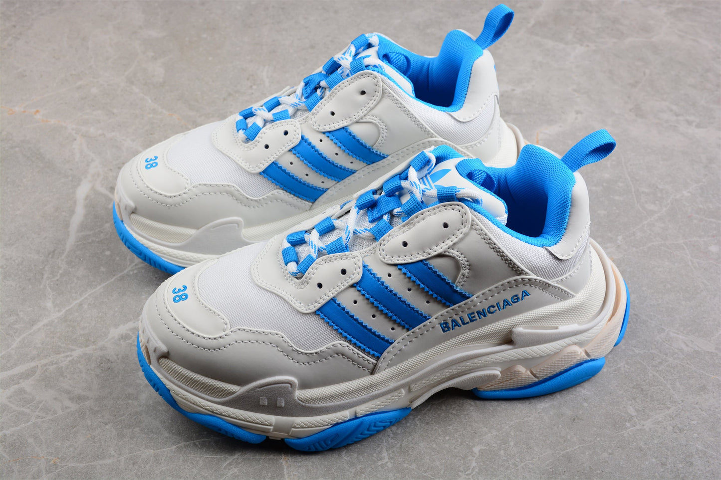 Adidas x Balenciaga Triple S White Blue Sneakers