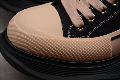 Alexander McQueen Tread Slick Black Tan Canvas Sneakers