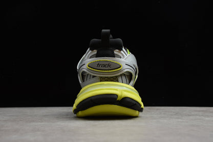 Men's Silver & Lime Green Track Sneakers