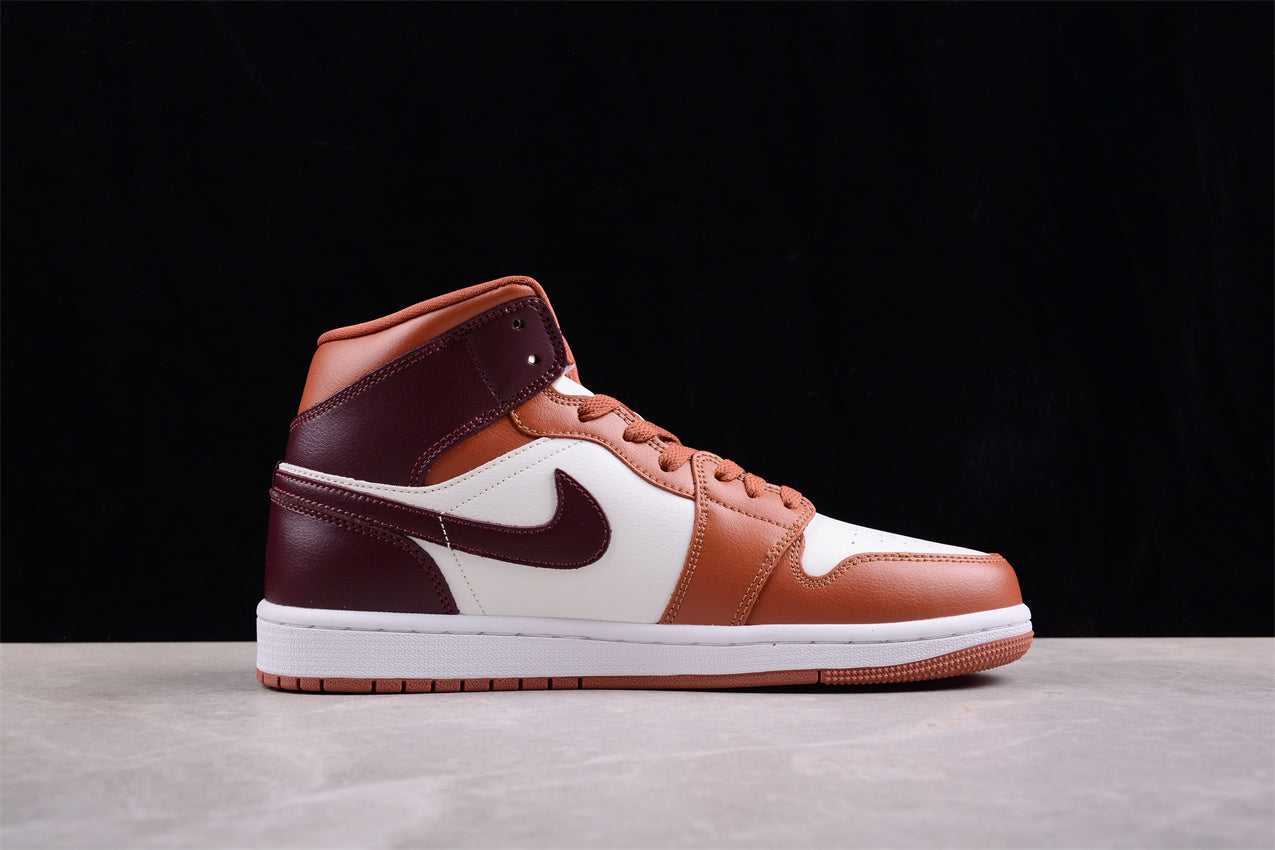Nike Air Jordan 1 Mid "Dusty Peach Sail White Night Maroon"
