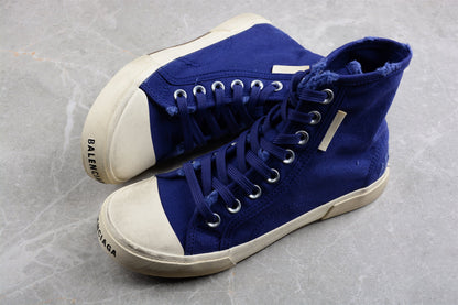 Balenciaga Paris High Top Canvas Blue Sneakers