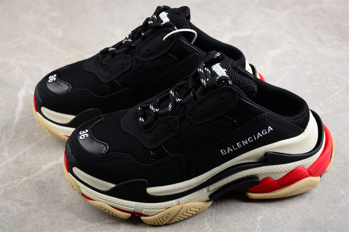 Balenciaga Triple S Mule Black Red Beige