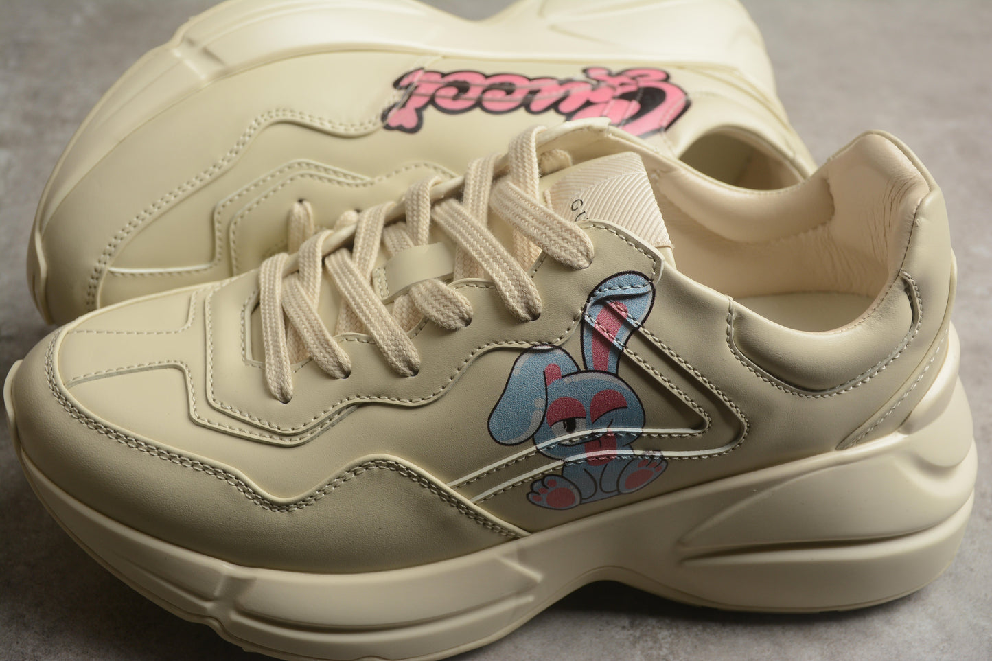 Gucci Rhyton Vintage Ecru Leather Sneakers
