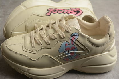 Gucci Rhyton Vintage Ecru Leather Sneakers