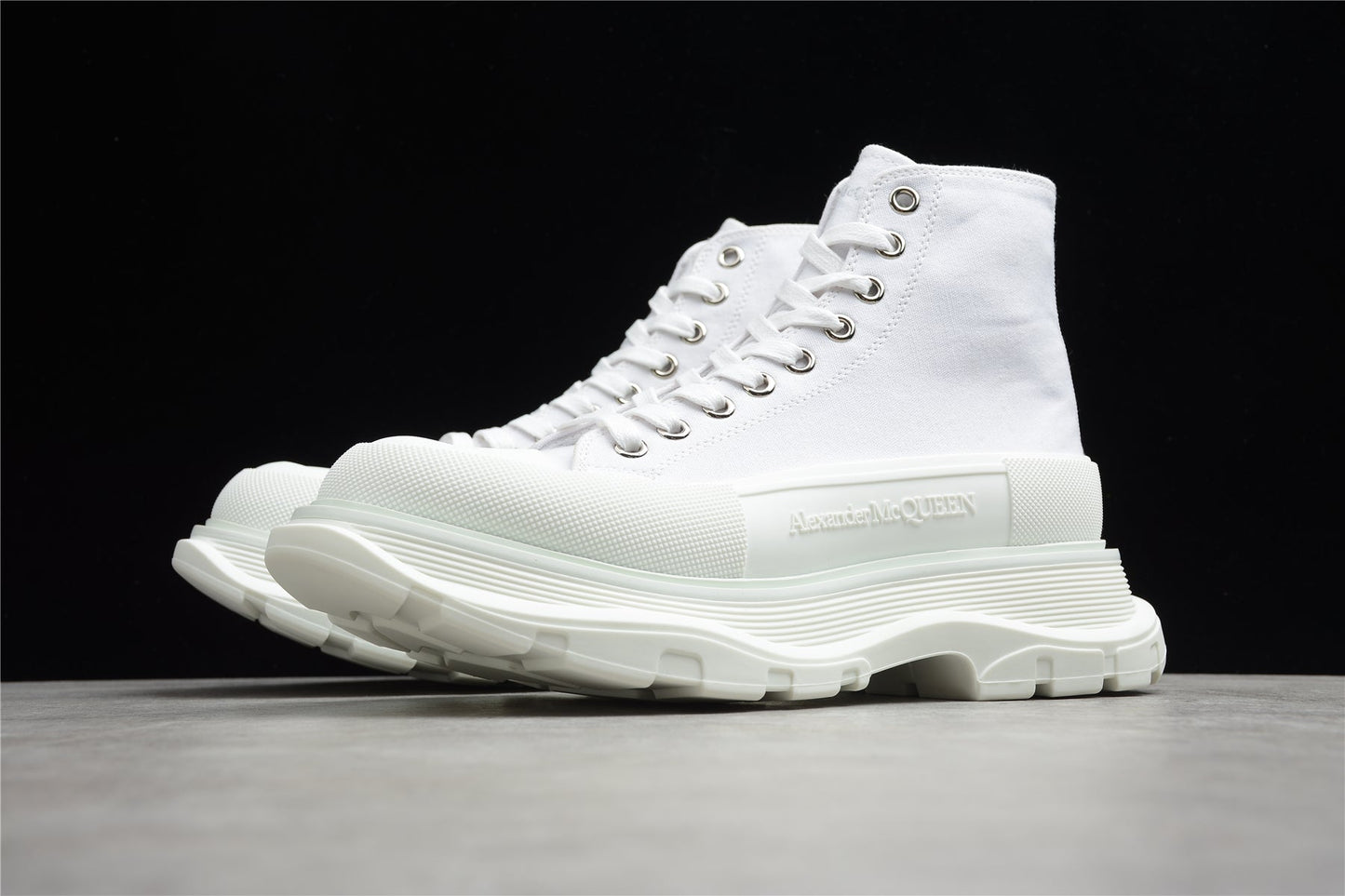 Alexander McQueen Tread Slick Boot Leather White White
