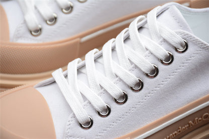 Alexander McQueen Tread Slick White Tan Canvas Sneakers