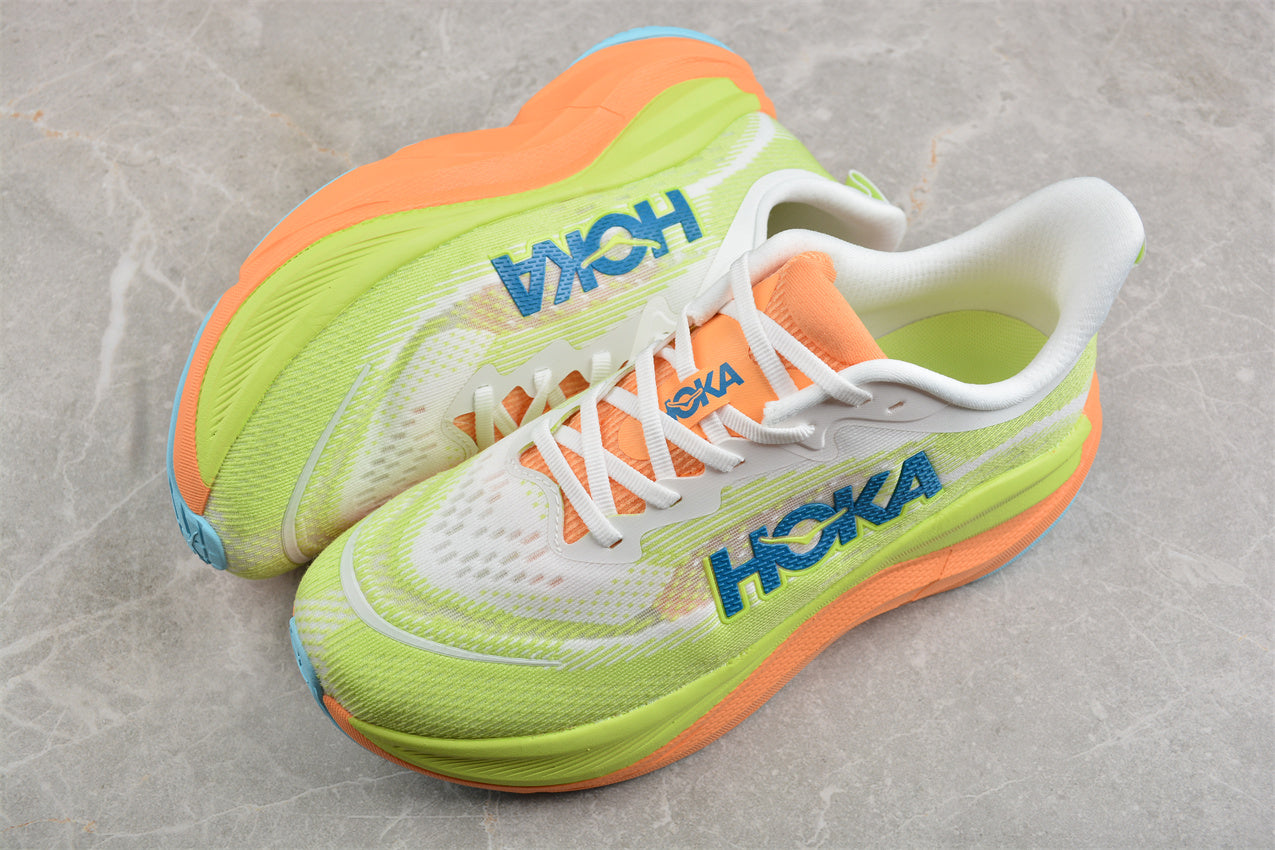 Hoka One One Rocket X 2 in Neon Green/Orange/Blue