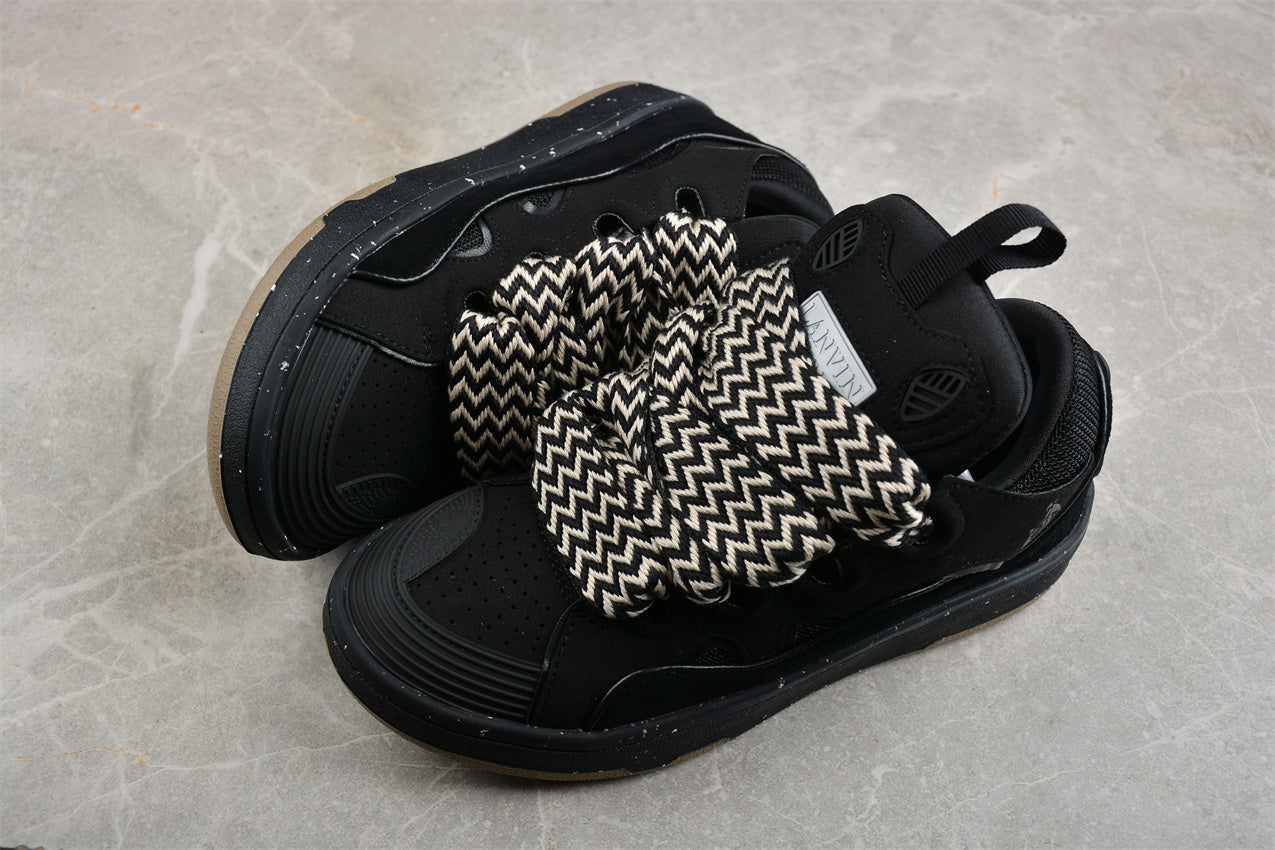 Lanvin Leather Curb Sneaker Black
