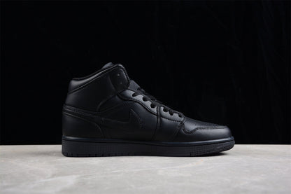 Nike Air Jordan 1 Mid Premium Triple Black Sneakers