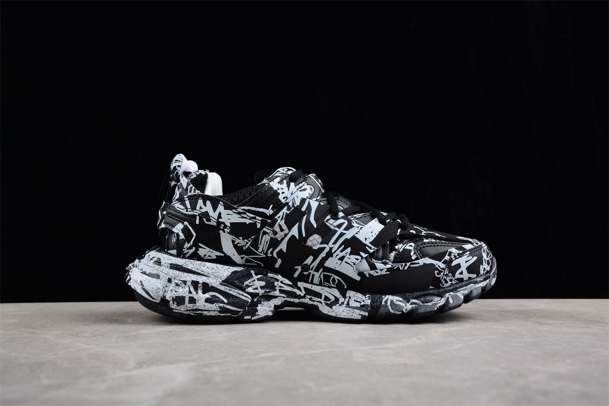 Balenciaga Track Graffiti Black White Sneakers