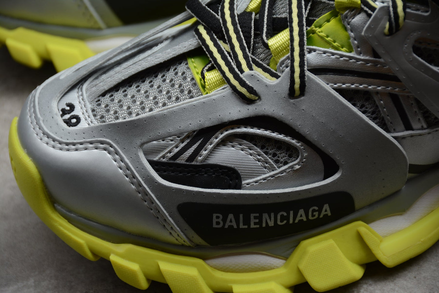 Men's Silver & Lime Green Track Sneakers