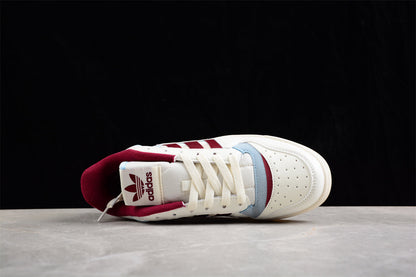 Adidas Forum Exhibit Low Off-White Burgundy Sneakers