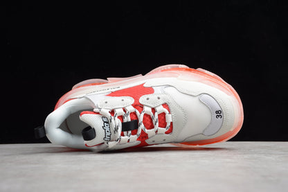 Balenciaga Triple S Clear Sole White Red Sneakers