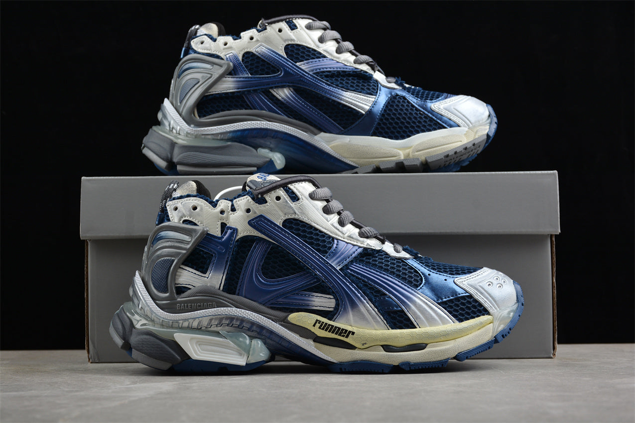 Balenciaga Runner Gradient Distressed Blue Sneakers