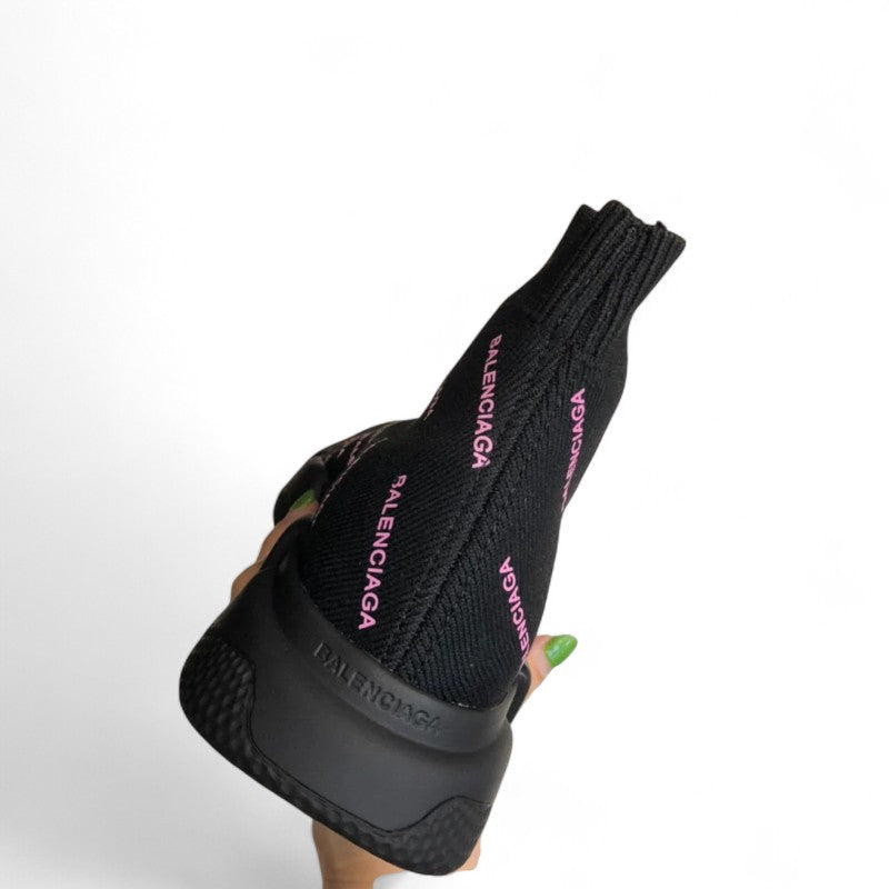 Balenciaga Speed Sneaker All Over Logo Black/Pink