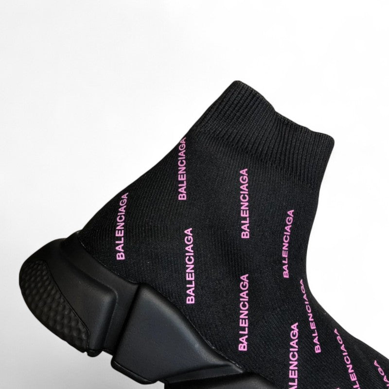 Balenciaga Speed Sneaker All Over Logo Black/Pink