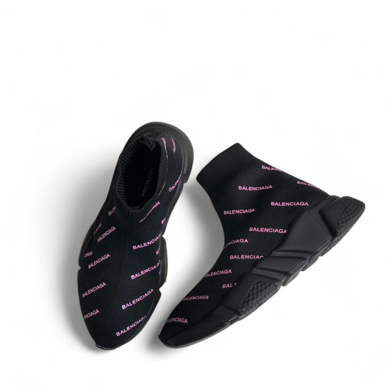 Balenciaga Speed Sneaker All Over Logo Black/Pink
