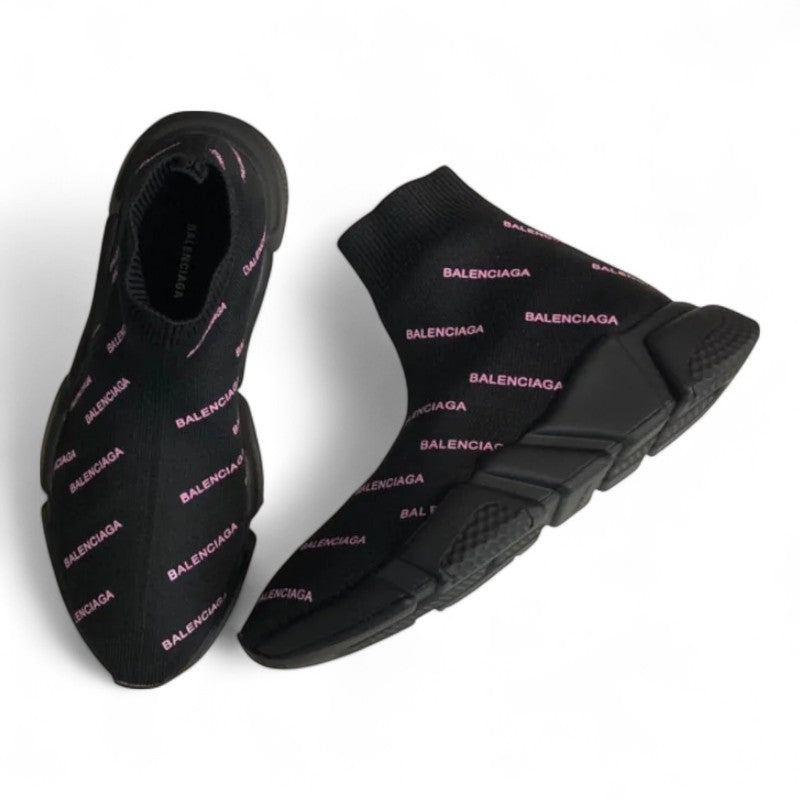 Balenciaga Speed Sneaker All Over Logo Black/Pink