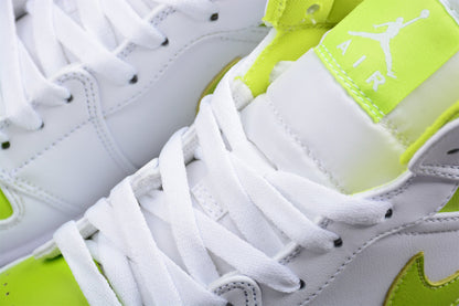 Nike Air Jordan 1 Mid White Lime Sneakers