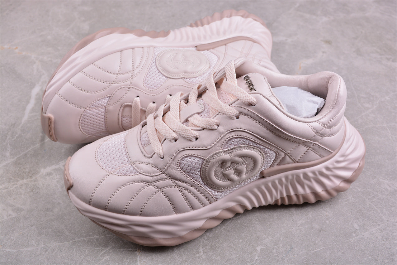 Gucci Ripple Pink Leather Sneakers
