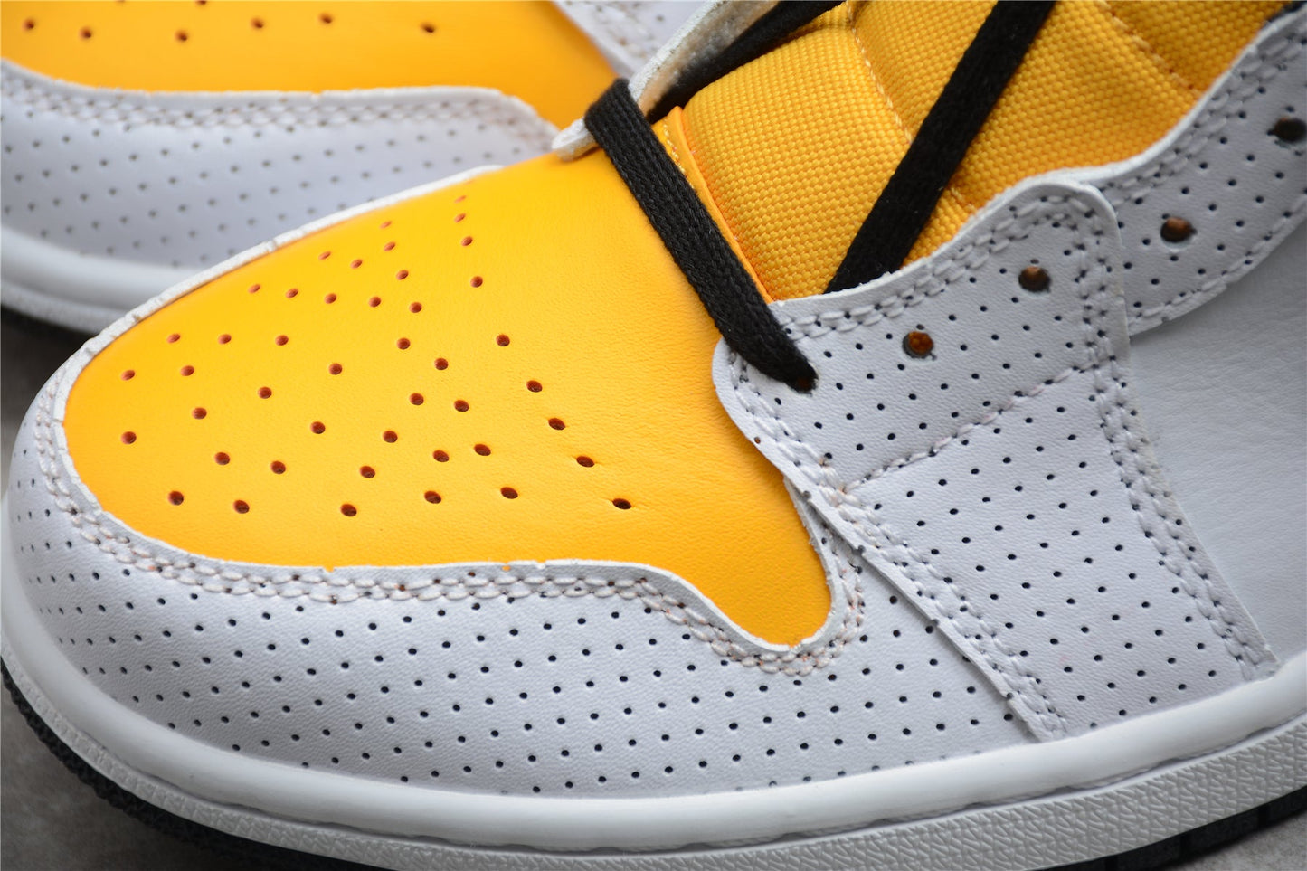 Air Jordan 1 Mid Perforated White University Gold