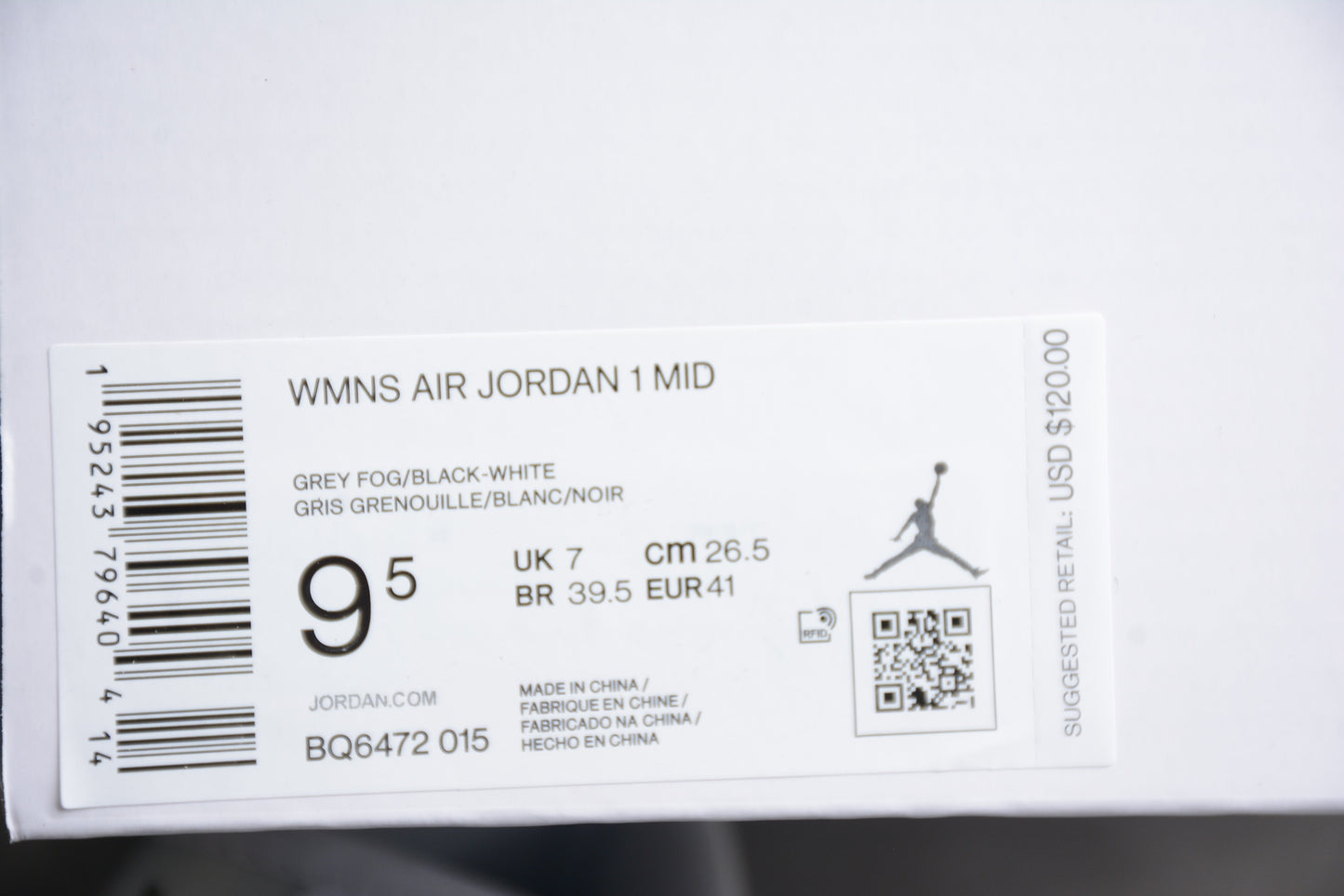 Nike Air Jordan 1 Mid "Grey Fog Black White"