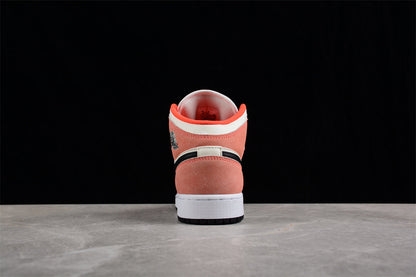 Air Jordan 1 Mid GS Orange Suede Sneakers