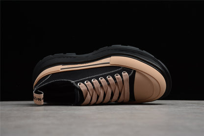 Alexander McQueen Tread Slick Black Tan Canvas Sneakers