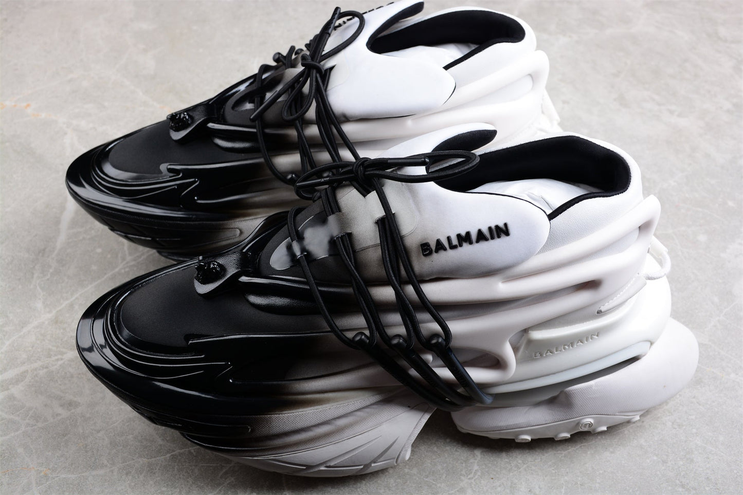 Balmain Unicorn Sneakers in White Gradient – Neoprene and Leather