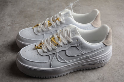 Nike Air Force 1 Low PLT.AF.ORM Bling White Metallic Gold Sneakers